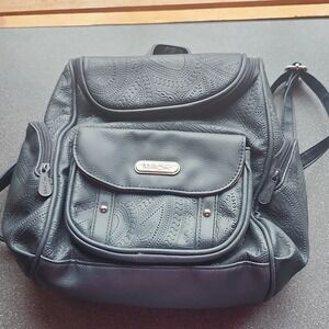 MultiSac Black Paisley Embossed Backpack with Zipper, Magnetic Closure & Pockets